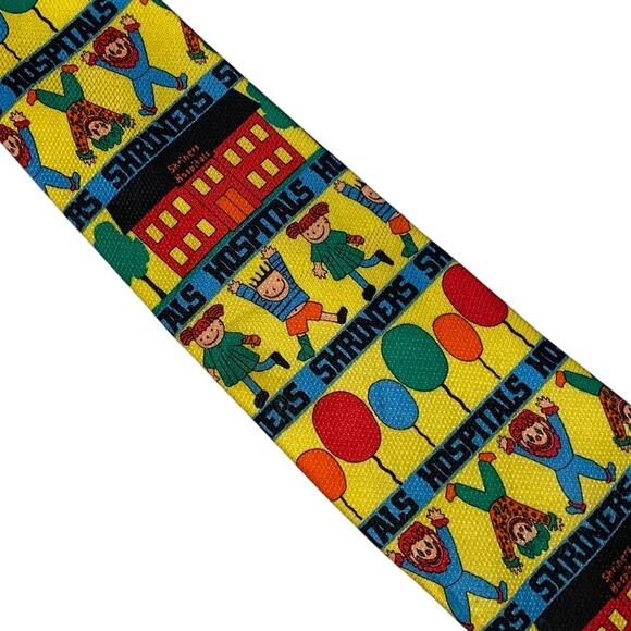 Shriners Hospital Neck Tie Silk Yellow 2002 - 2003 Children Heart of it All Silk - Picture 1 of 9